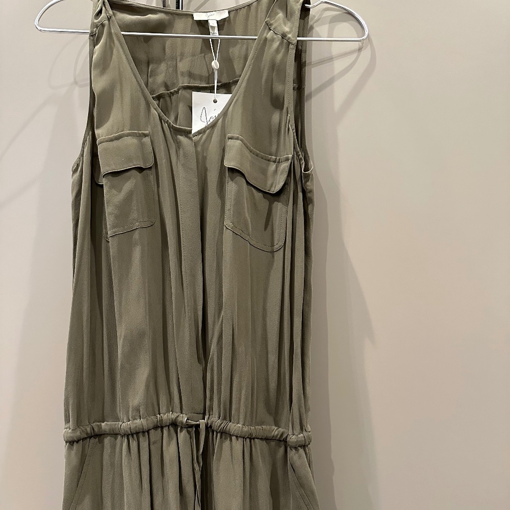Joie olive green silk jumpsuit cargo style w pockets size s nwt